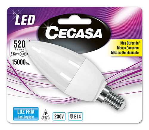 Lámpara Cegasa LED vela fría 5,5W E14