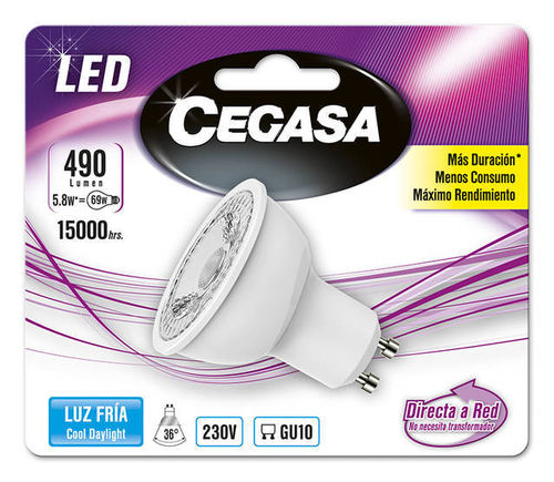 Dicroica Cegasa LED 6,1W GU10 fría